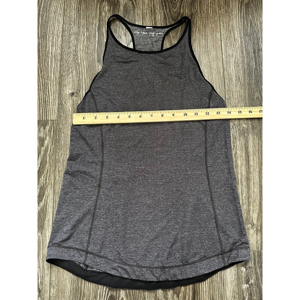 Lululemon Time To Sweat Tank My Race My Pace Heathered Black Gray Womens - Picture 4 of 5